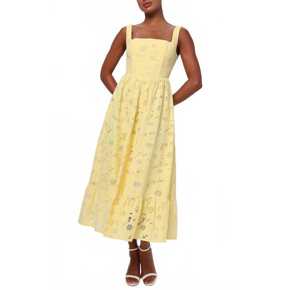 LULUS Dresses & Skirts - NEW LULUS eloise eyelet midi dress in yellow